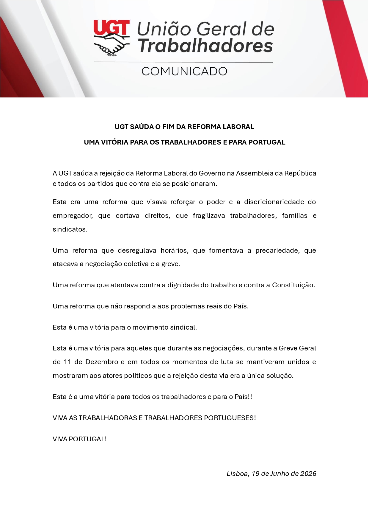 Comunicado UGT
